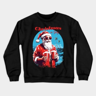 Santa's Vacation Vibes | "Christmas in July" Santa Tee Crewneck Sweatshirt